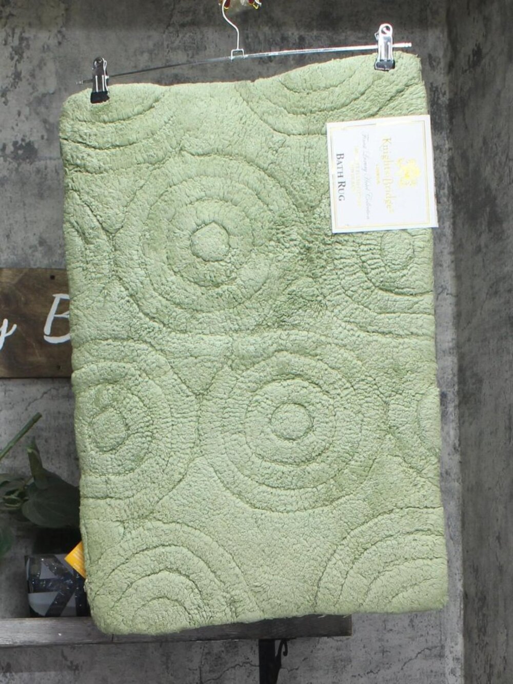 NWT Knights Bridge Circles 100% Soft Plush Cotton Bath Rug Sage Green 17x24